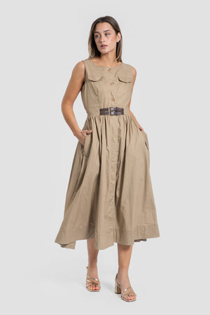 Vestido Cinturón Camel
