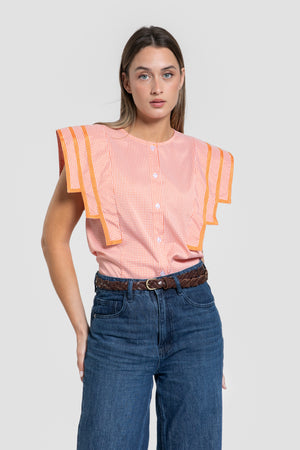 Blusa Mangas Cuadradas Naranja