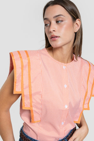 Blusa Mangas Cuadradas Naranja