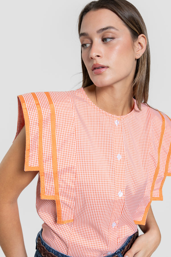 Blusa Mangas Cuadradas Naranja