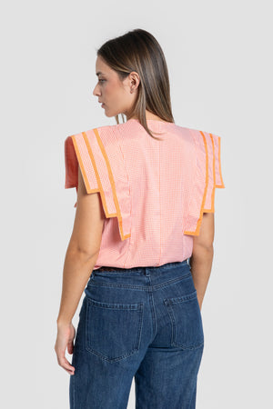 Blusa Mangas Cuadradas Naranja