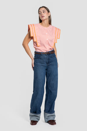 Blusa Mangas Cuadradas Naranja