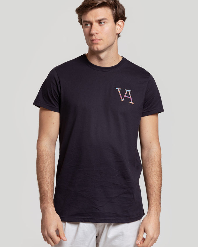 T-shirt com logótipo étnico -26 m/c-0.33613 - AZUL MARINHO