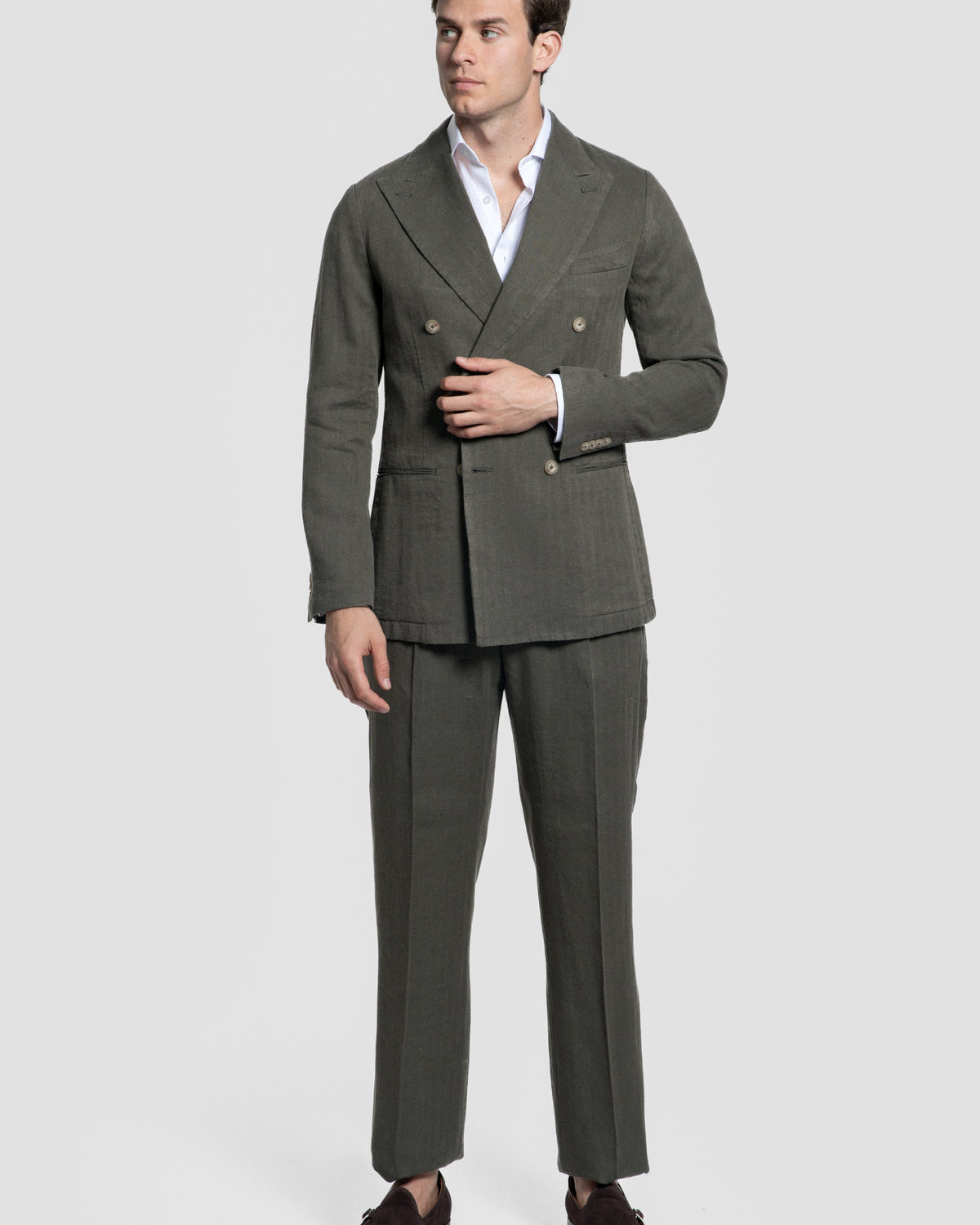 Khaki Herringbone Blazer