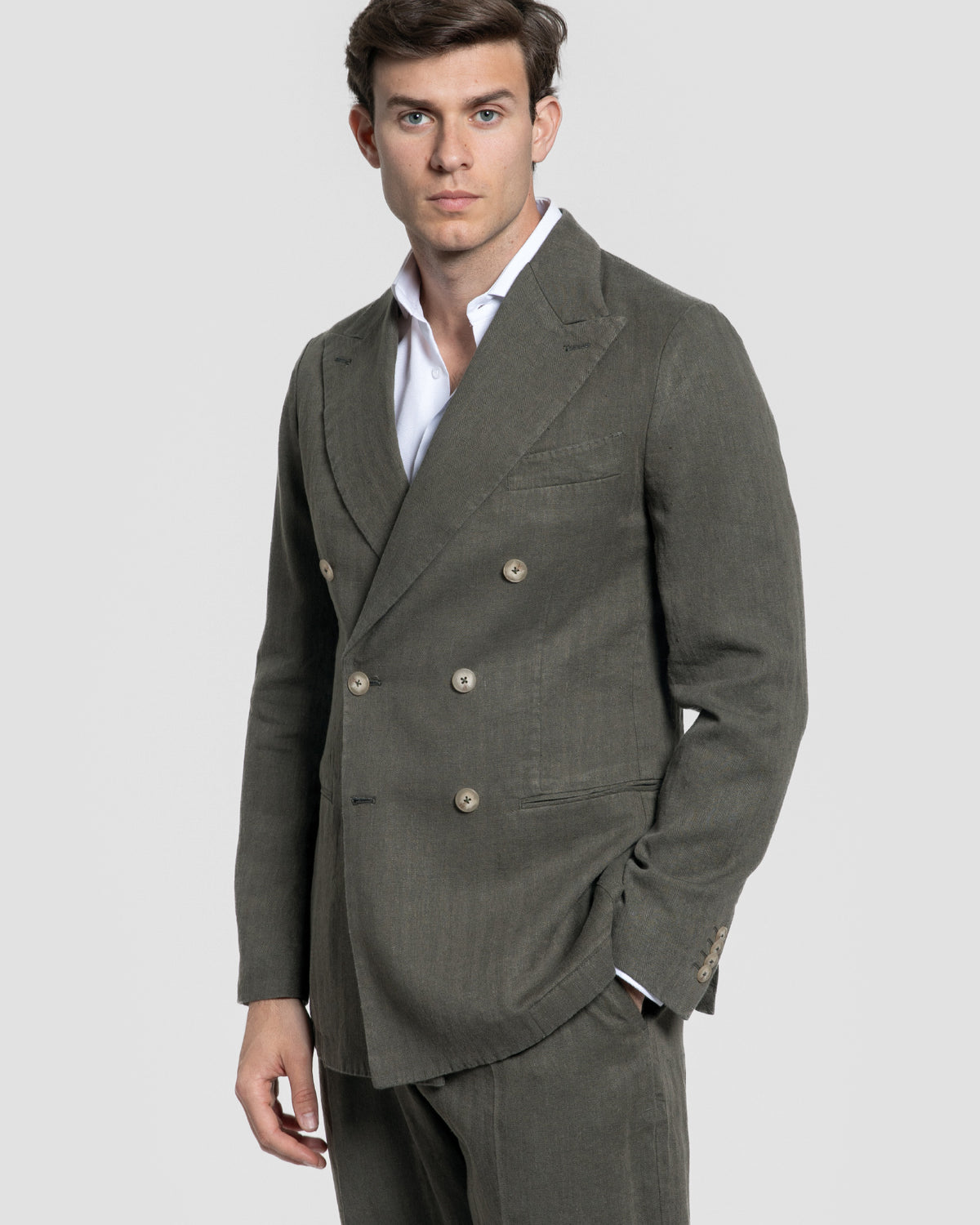 Khaki Herringbone Blazer