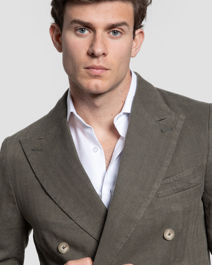 Khaki Herringbone Blazer