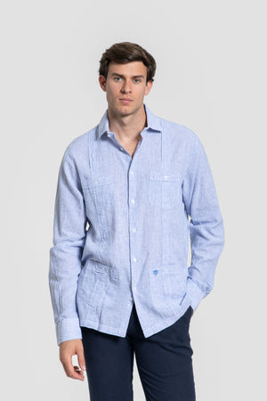 Guayabera Raya Fina Celeste