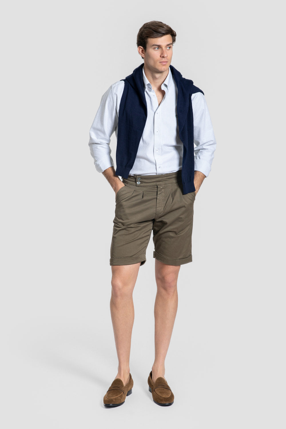 Camisa Rayas Mezclilla Kaki