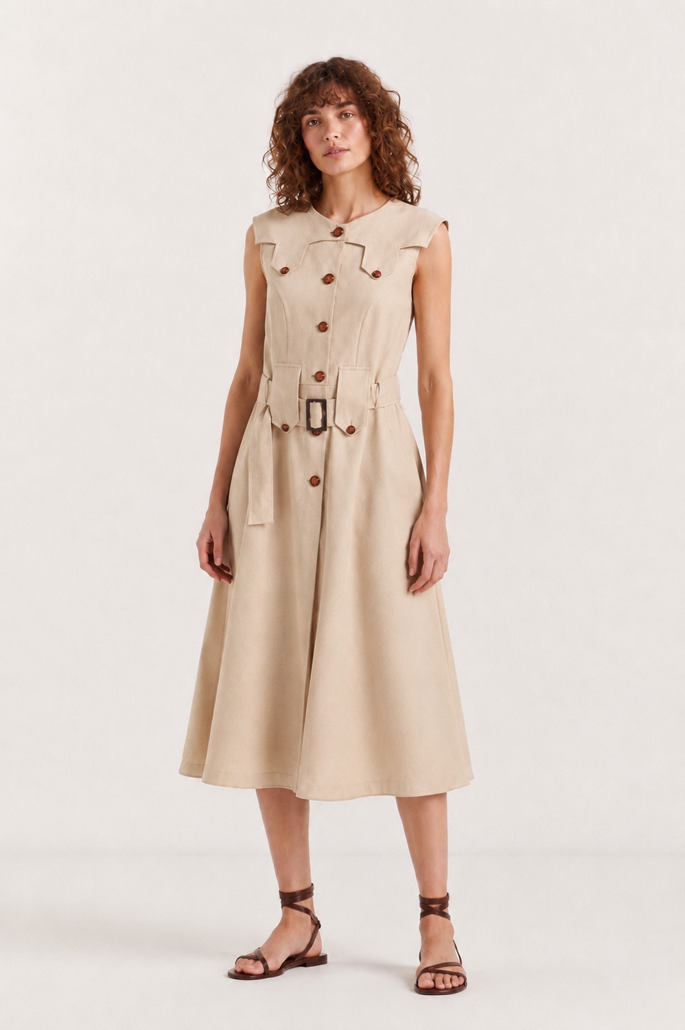 Vestido Midi Beige