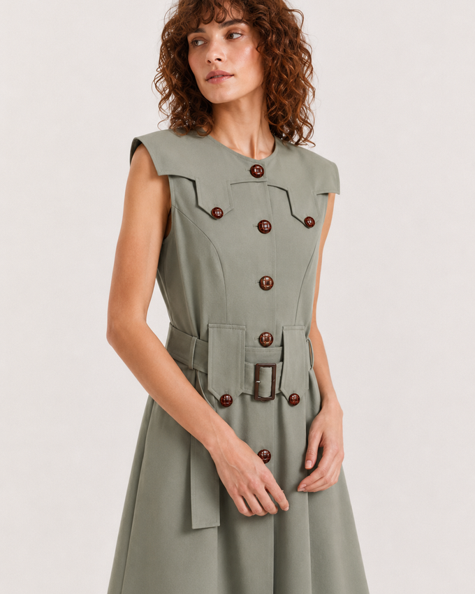 Khaki Midi Dress