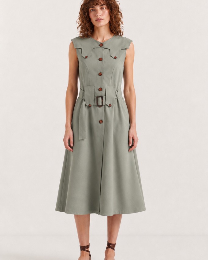 Khaki Midi Dress