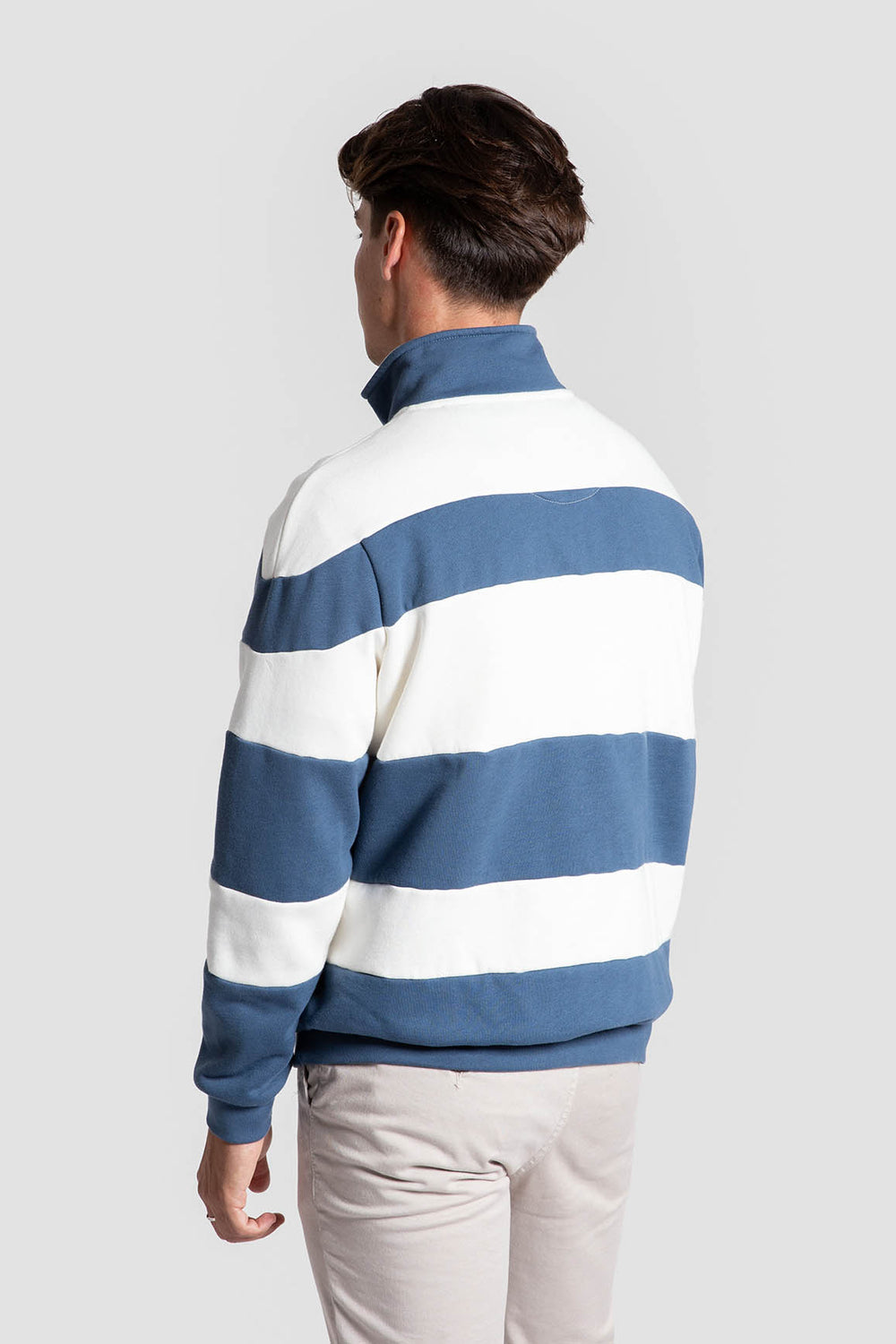 Sudadera Rayas Con Cremallera Azul