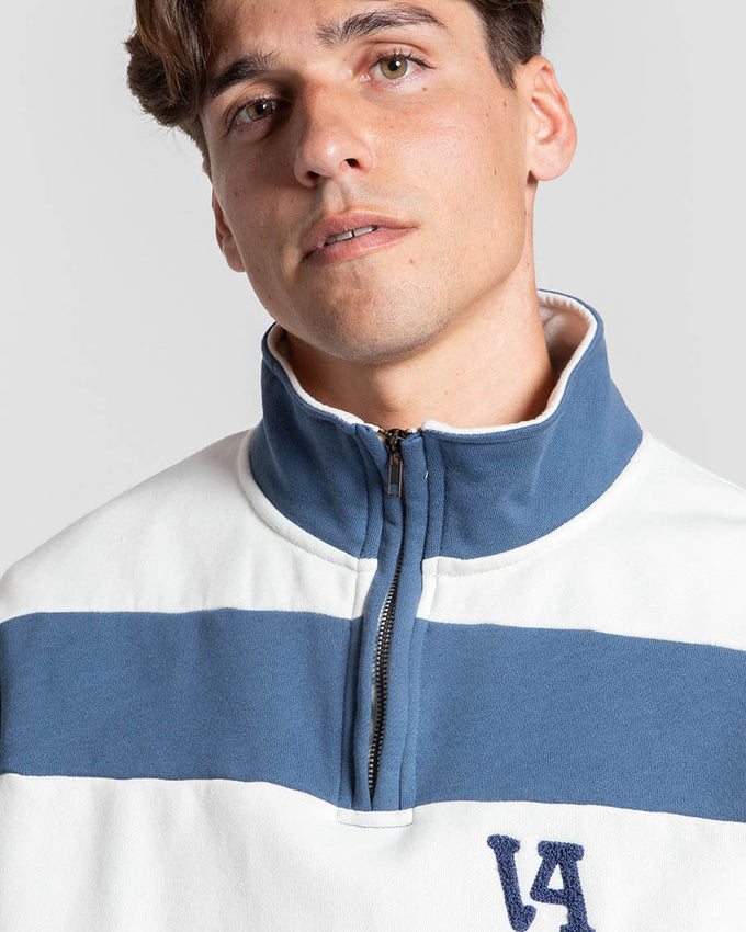 Sudadera Rayas Con Cremallera Azul