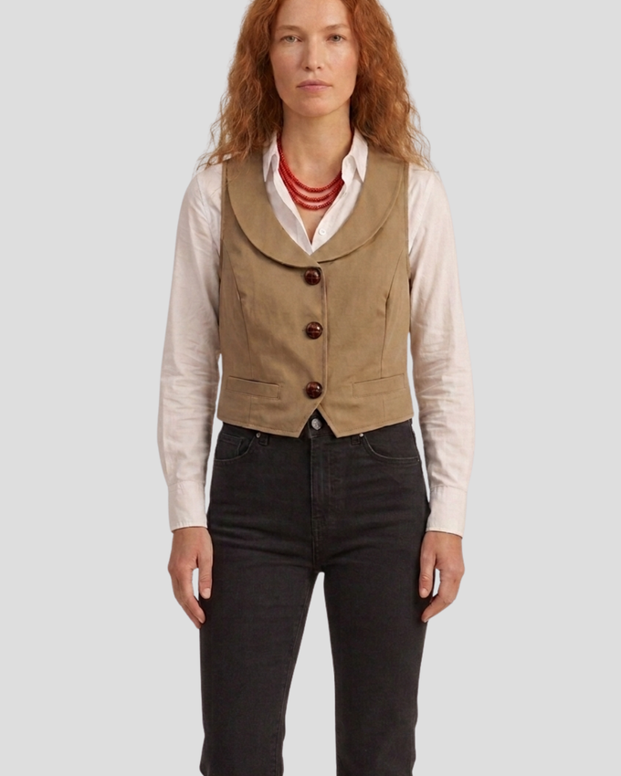 Chaleco Cuello Chal Camel