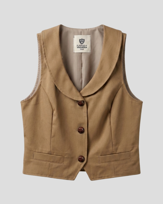 Chaleco Cuello Chal Camel