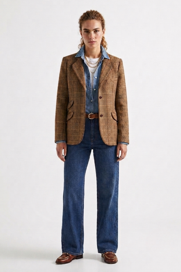 Americana Cuadros Camel