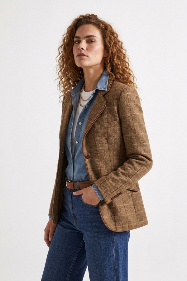 Americana Cuadros Camel