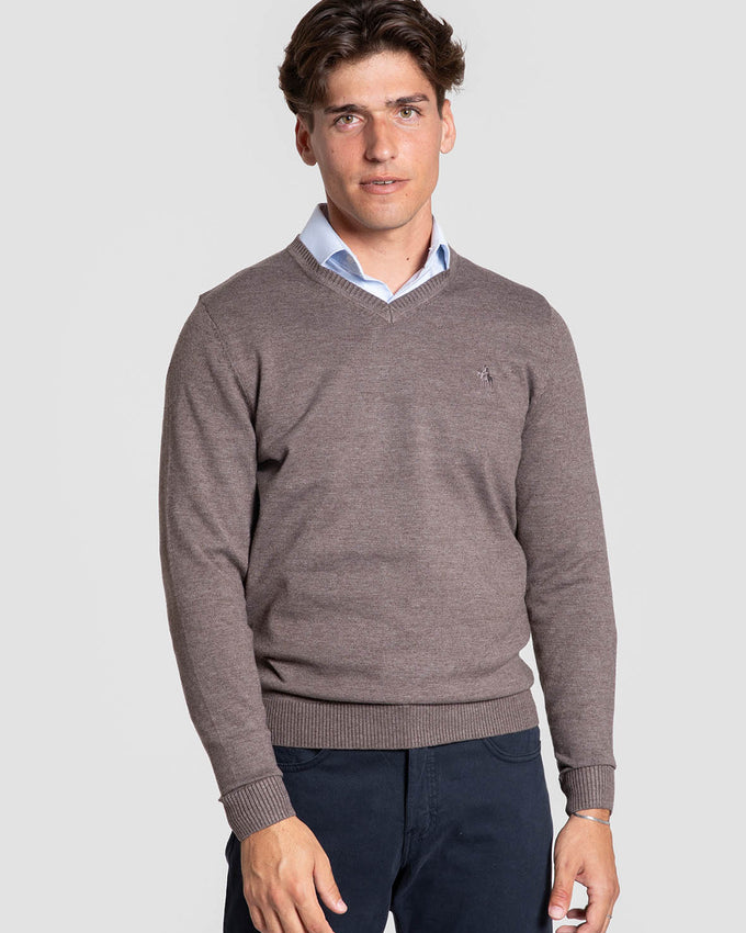 Jersey Cuello V Marrón