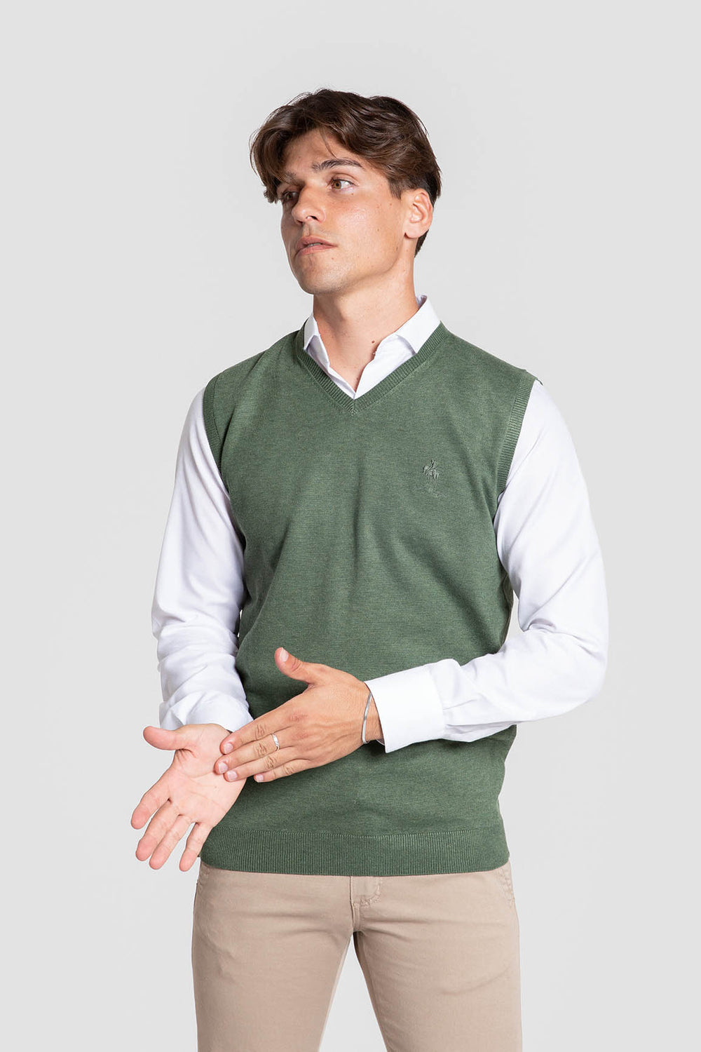 Chaleco Cuello V de Punto Oliva