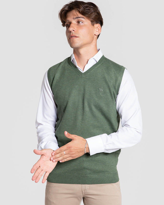 Chaleco Cuello V de Punto Oliva