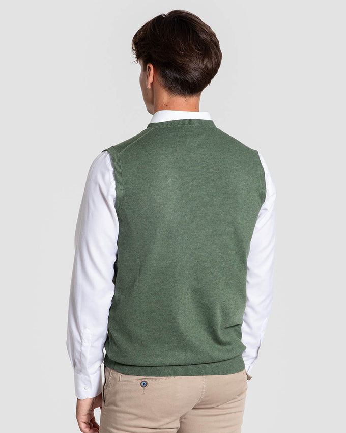 Chaleco Cuello V de Punto Oliva