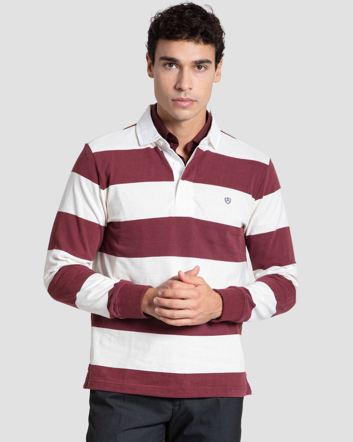 Polo Rugby Rayas Combinación Crema