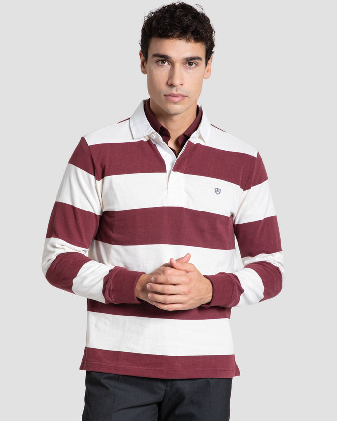 Polo Rugby Rayas Combinación Crema