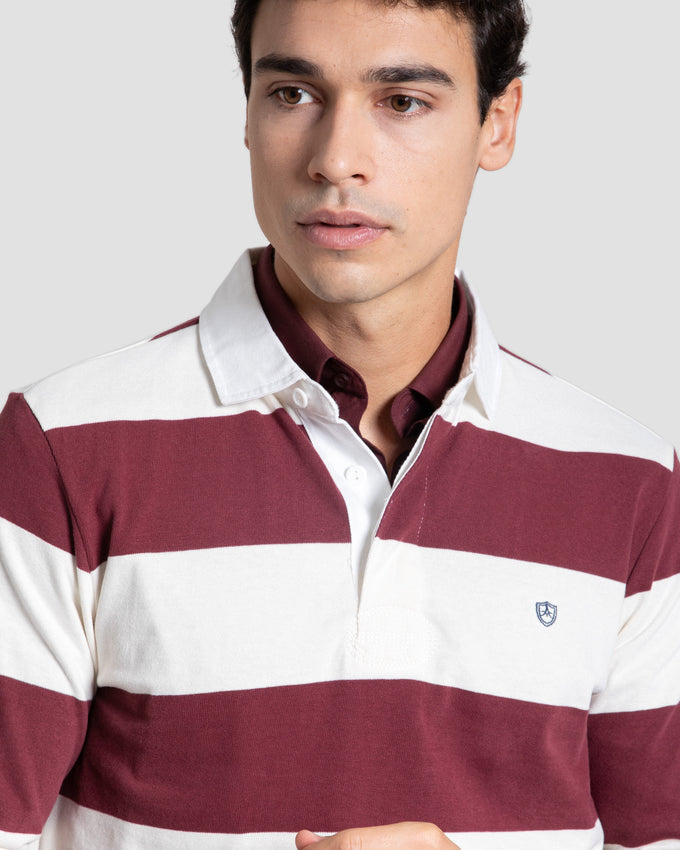 Polo Rugby Rayas Combinación Crema