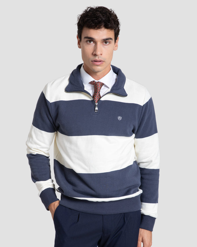 Sudadera Bloques Media Cremallera