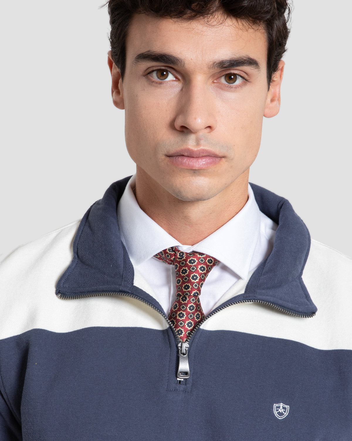 Sudadera Bloques Media Cremallera
