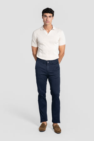 Calças chino azul-marinho para homem