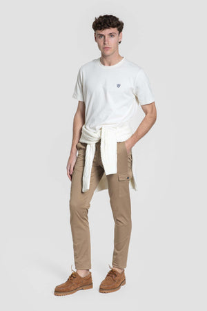 Chino Cargo Camel Bolsillo Botón