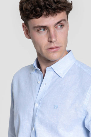 Camisa Patrón Regular Celeste