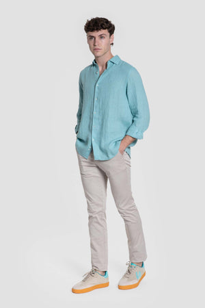 Camisa Lino Verde Agua