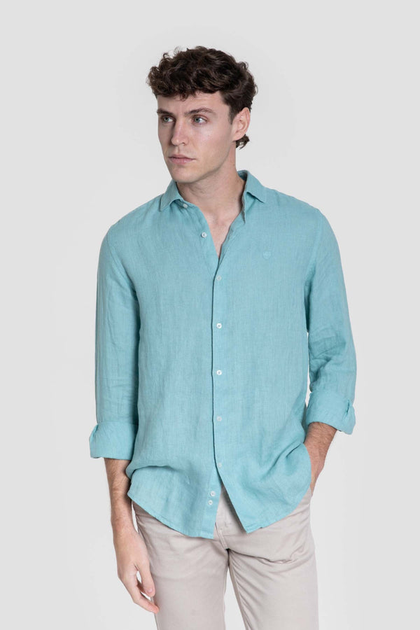 Camisa Lino Verde Agua