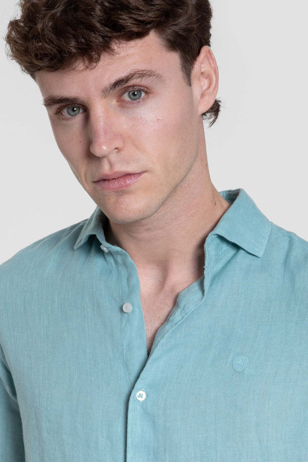 Camisa Lino Verde Agua