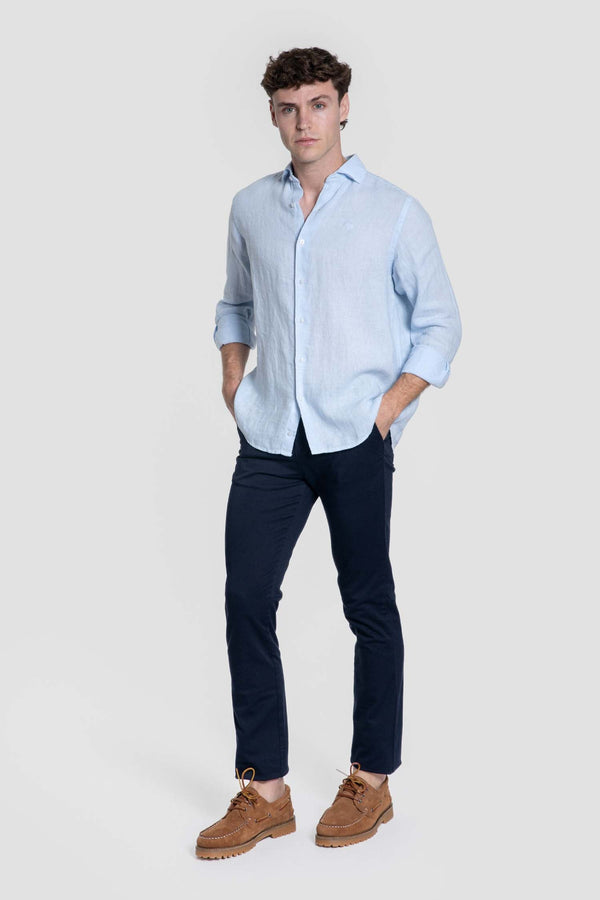 Camisa de Lino Celeste