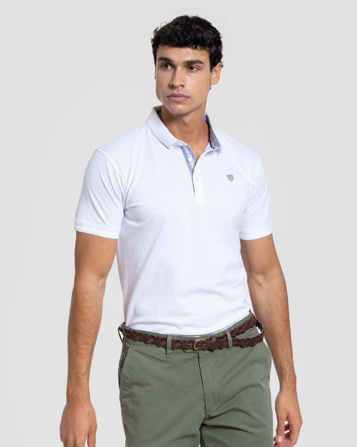 White Embossed Polo