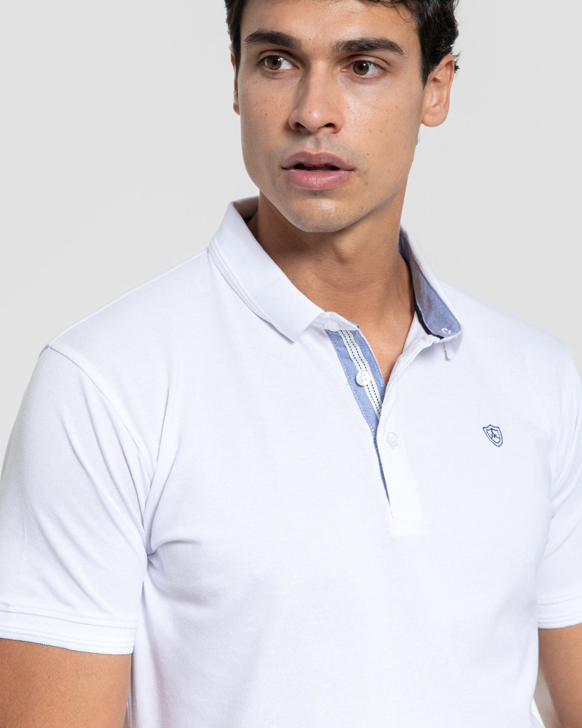 White Embossed Polo