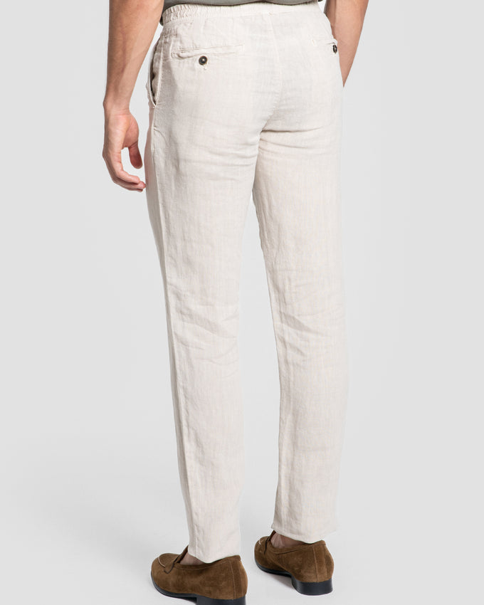 Pantalón Lino 100% Beige