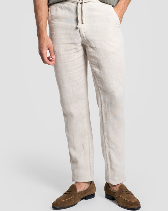 Pantalón Lino 100% Beige