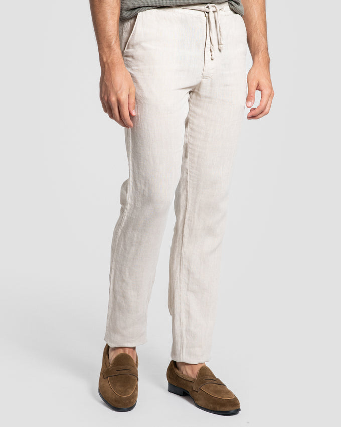 Pantalón Lino 100% Beige
