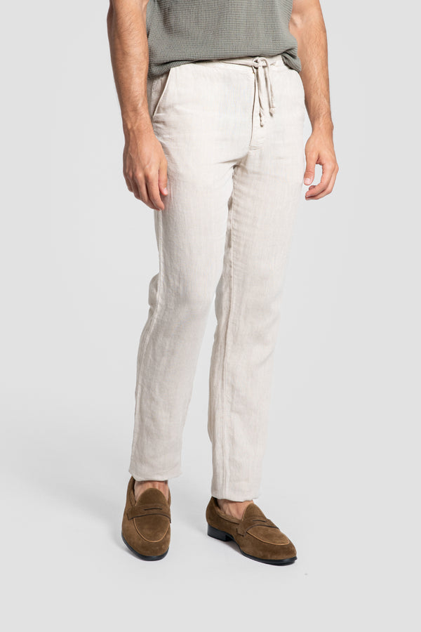 100% Linen Toronto Pants - OFF-WHITE