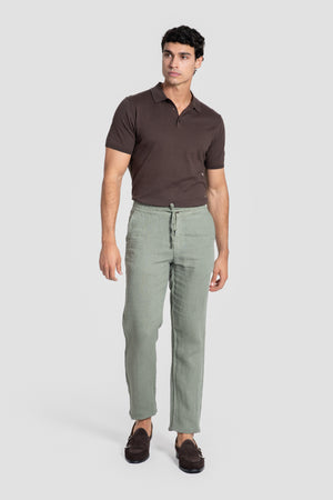 Toronto 100% Linen Pants - 0.34317 - KHAKI
