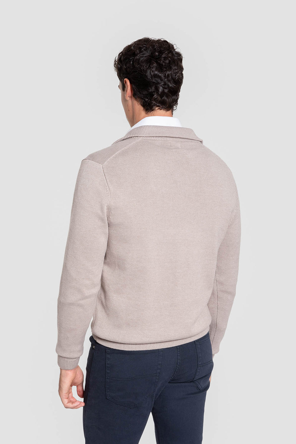 Jersey Cuello Alto Cremallera Taupe