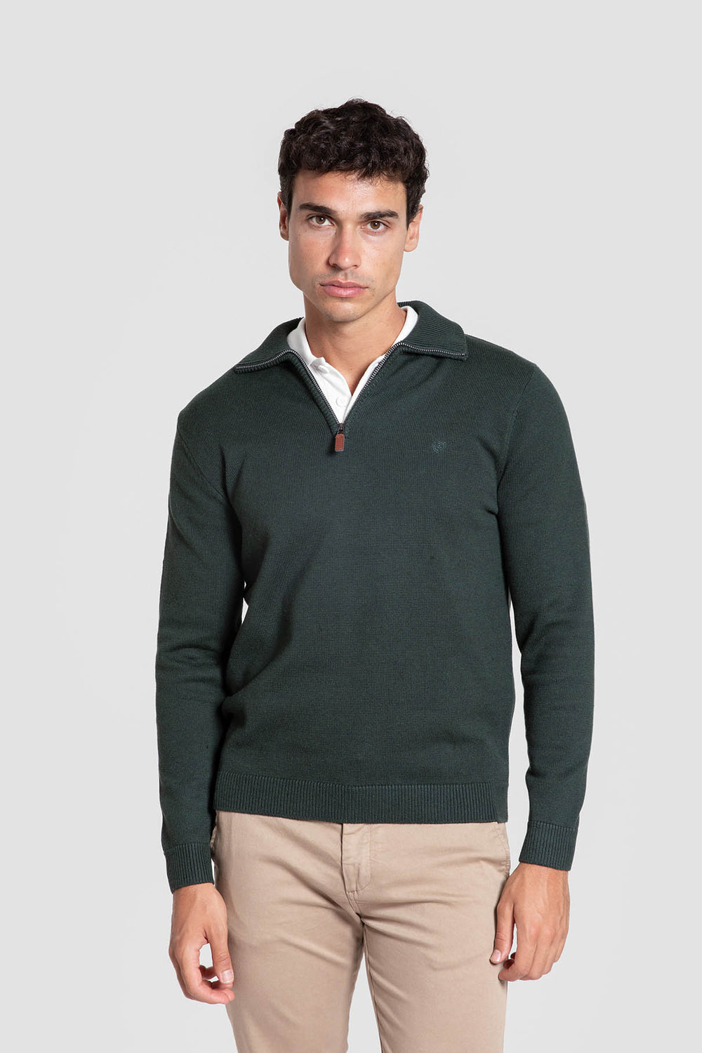 Jersey Cuello Alto Cremallera Verde