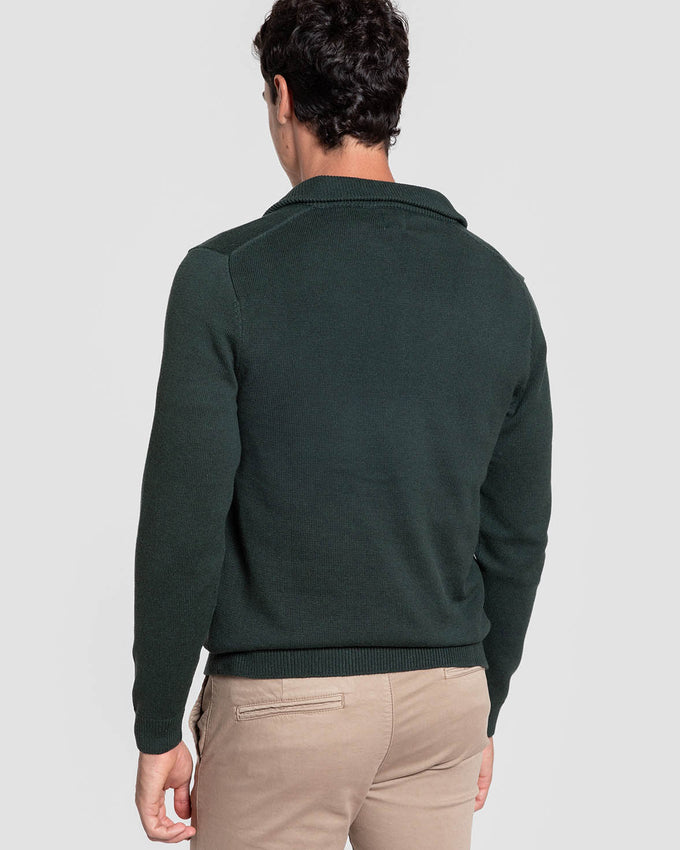 Jersey Cuello Alto Cremallera Verde