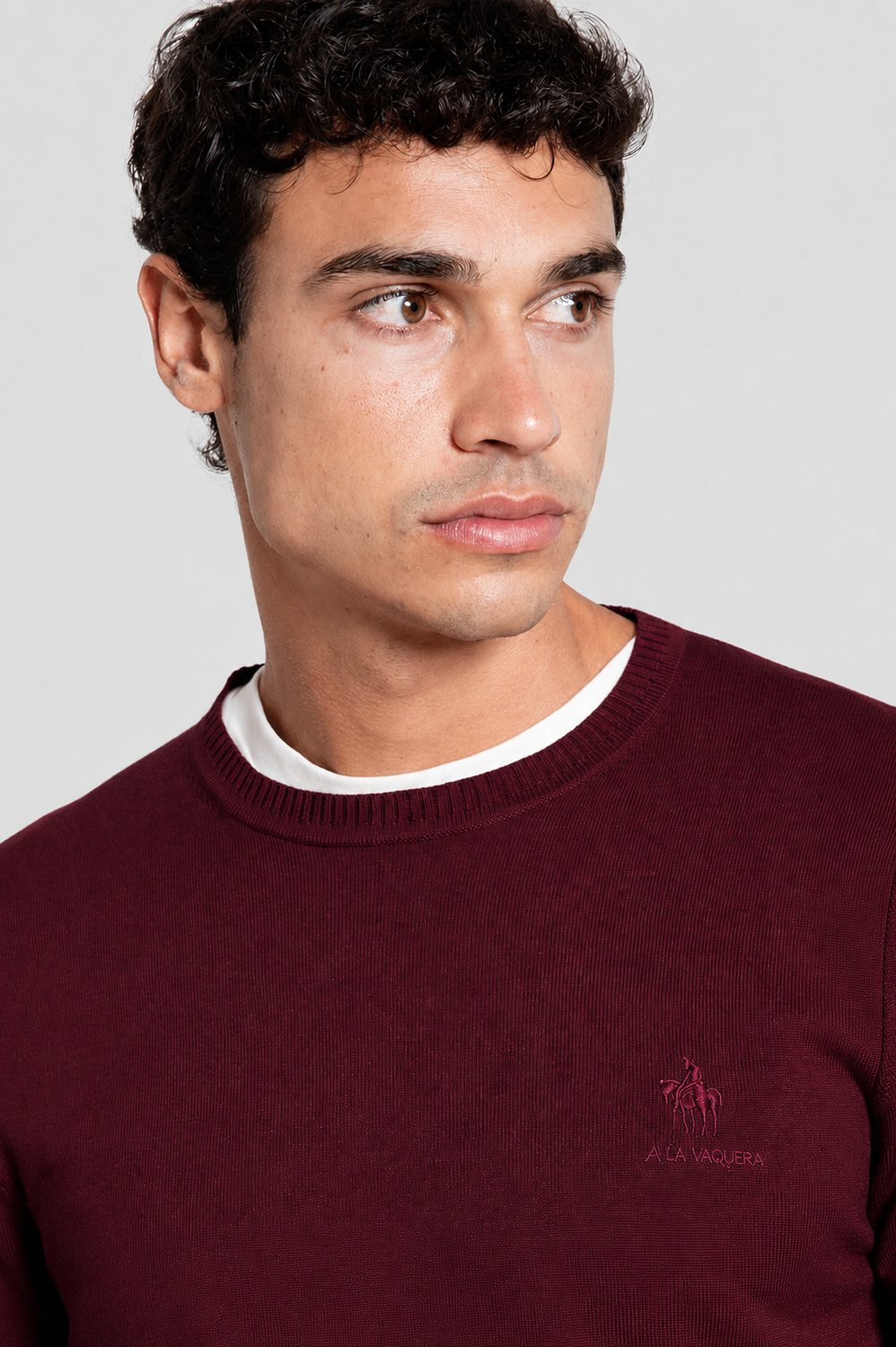 Jersey Crew Neck Caballo Burdeos