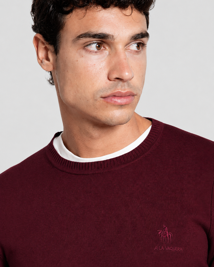Jersey Crew Neck Caballo Burdeos