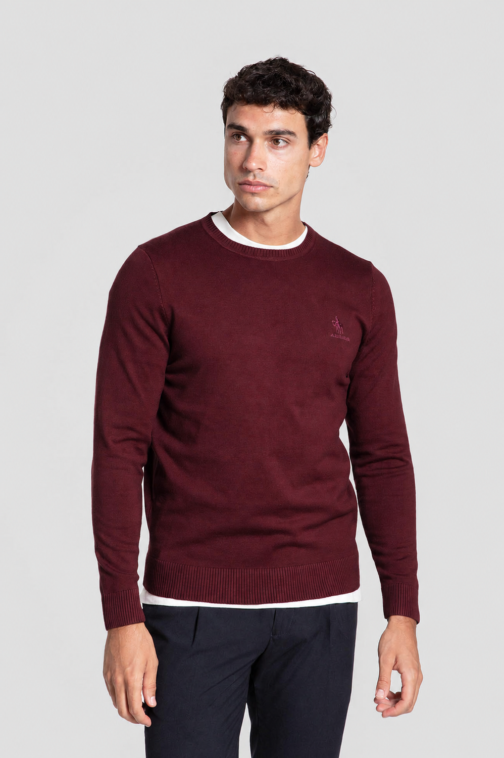 Jersey Crew Neck Caballo Burdeos